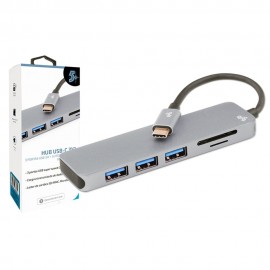 Hub USB C 3x1 USB 3.0 e Leitor de Cartes SD/Micro SD 5+